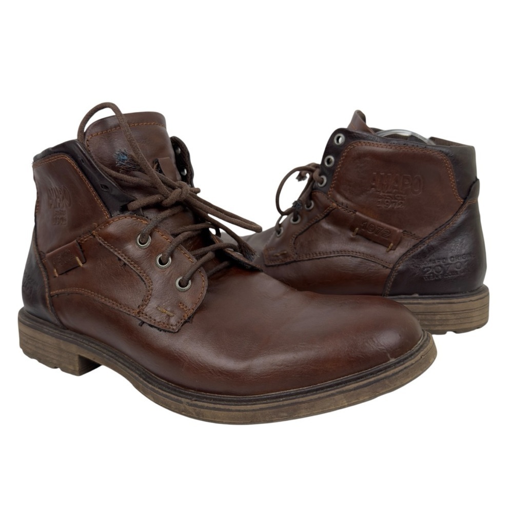 AMAPO Men Oxford Boots Buckle Dress Lace Up Boots Lace-Up Side Zip SZ 11